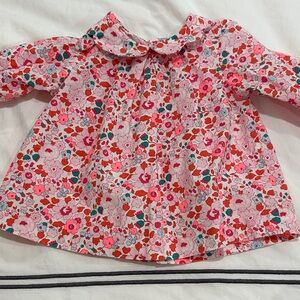 Floral Pink and Red Long Sleeve Blouse